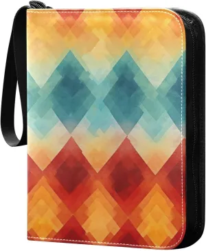 Geometric Painted Card Binder, 400 Pockets Card Holder with 50 Sleeves, Sturdy Card Holder Folders for Game Cards & Sports Cards