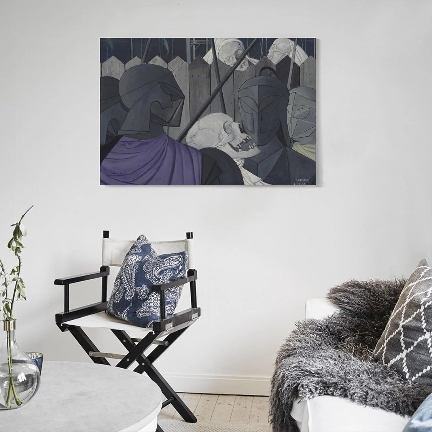 GHUYTKN PAUL DELVAUX Casques Squelettes High-Definition Spray-Painted Oil Paintings for Versatile Decor - Home & Commercial Posters Art Print Wall Photo Paint Poster Hanging Picture Family Bedroom Dec