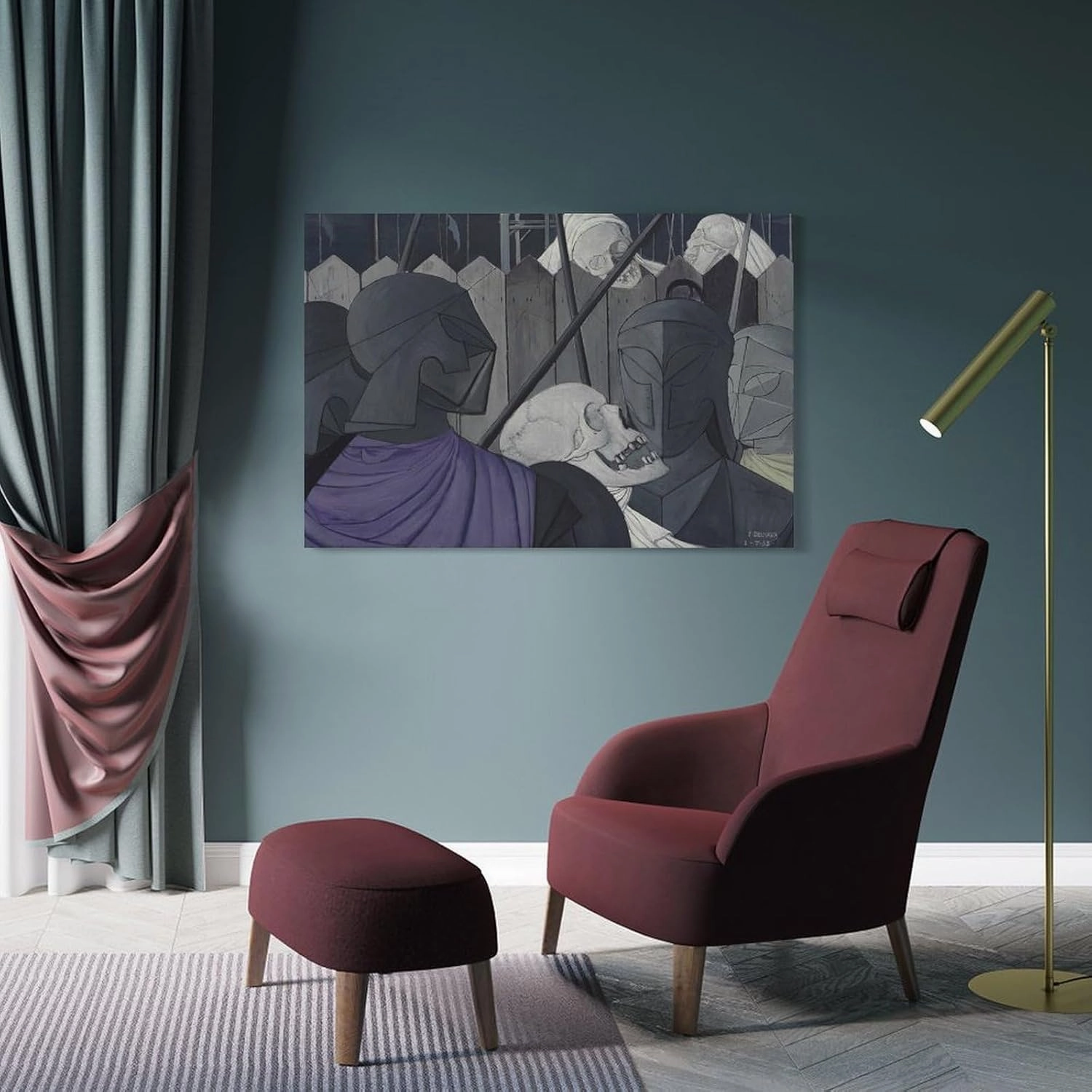 GHUYTKN PAUL DELVAUX Casques Squelettes High-Definition Spray-Painted Oil Paintings for Versatile Decor - Home & Commercial Posters Art Print Wall Photo Paint Poster Hanging Picture Family Bedroom Dec