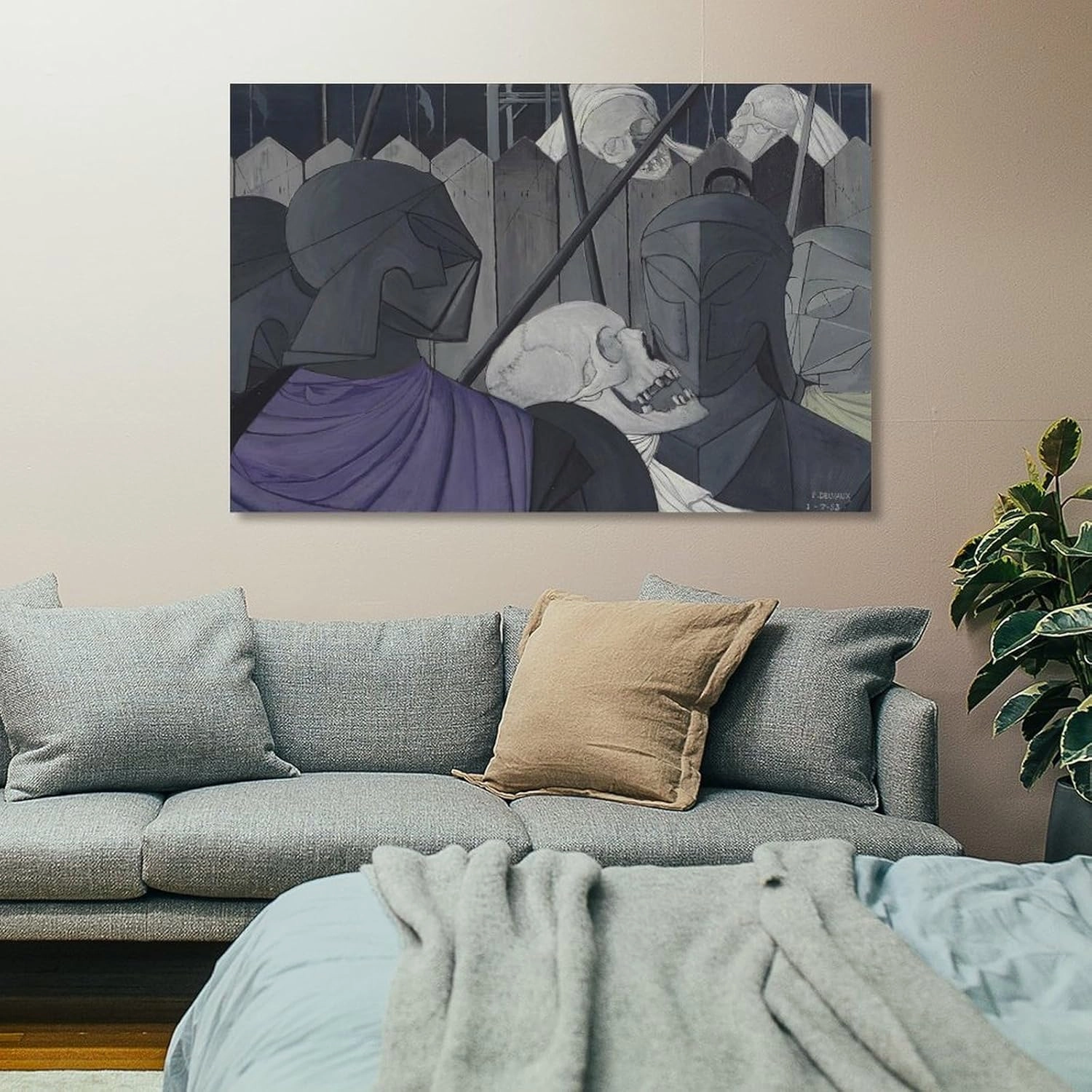 GHUYTKN PAUL DELVAUX Casques Squelettes High-Definition Spray-Painted Oil Paintings for Versatile Decor - Home & Commercial Posters Art Print Wall Photo Paint Poster Hanging Picture Family Bedroom Dec