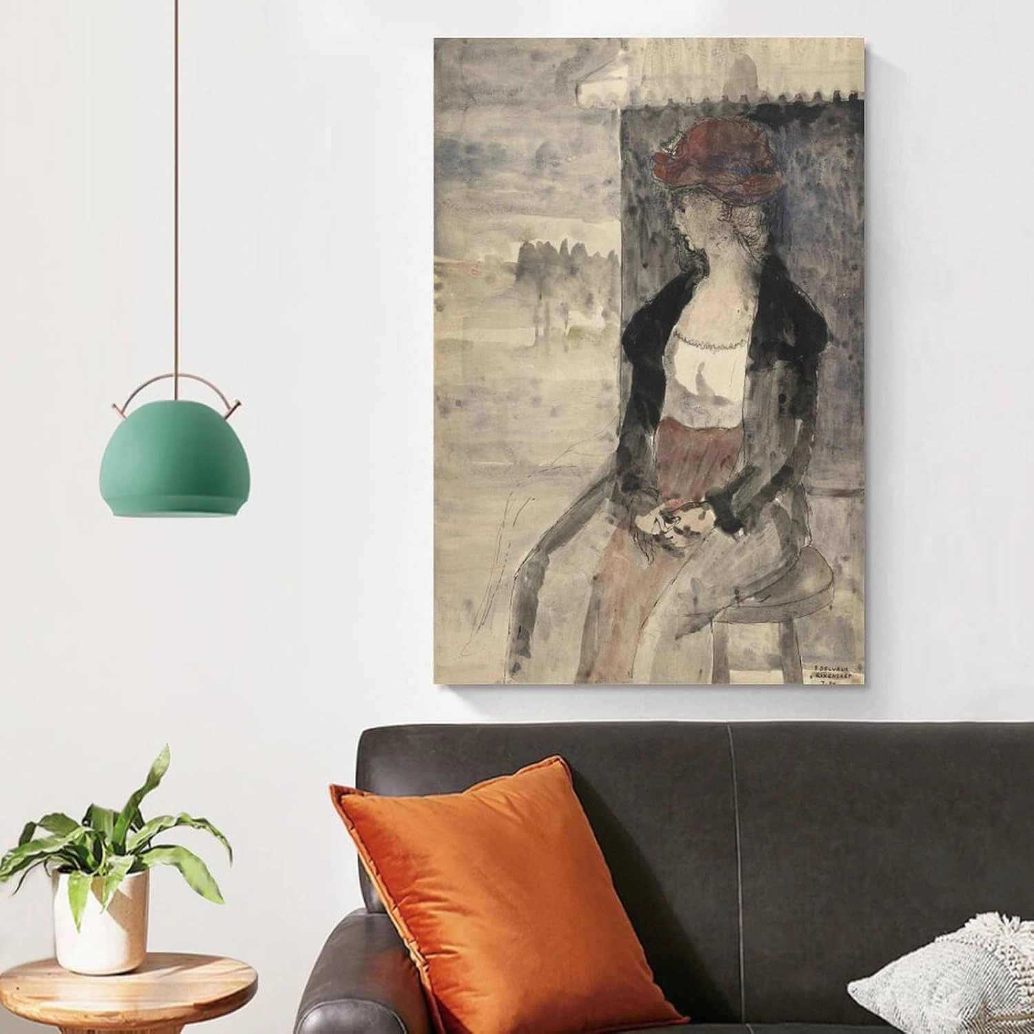 GHUYTKN PAUL DELVAUX Femme Au Châle, Assise High-Definition Spray-Painted Oil Paintings for Versatile Decor - Home & Commercial Canvas Wall Art Poster Decorative Bedroom Modern Home Print Picture Artw