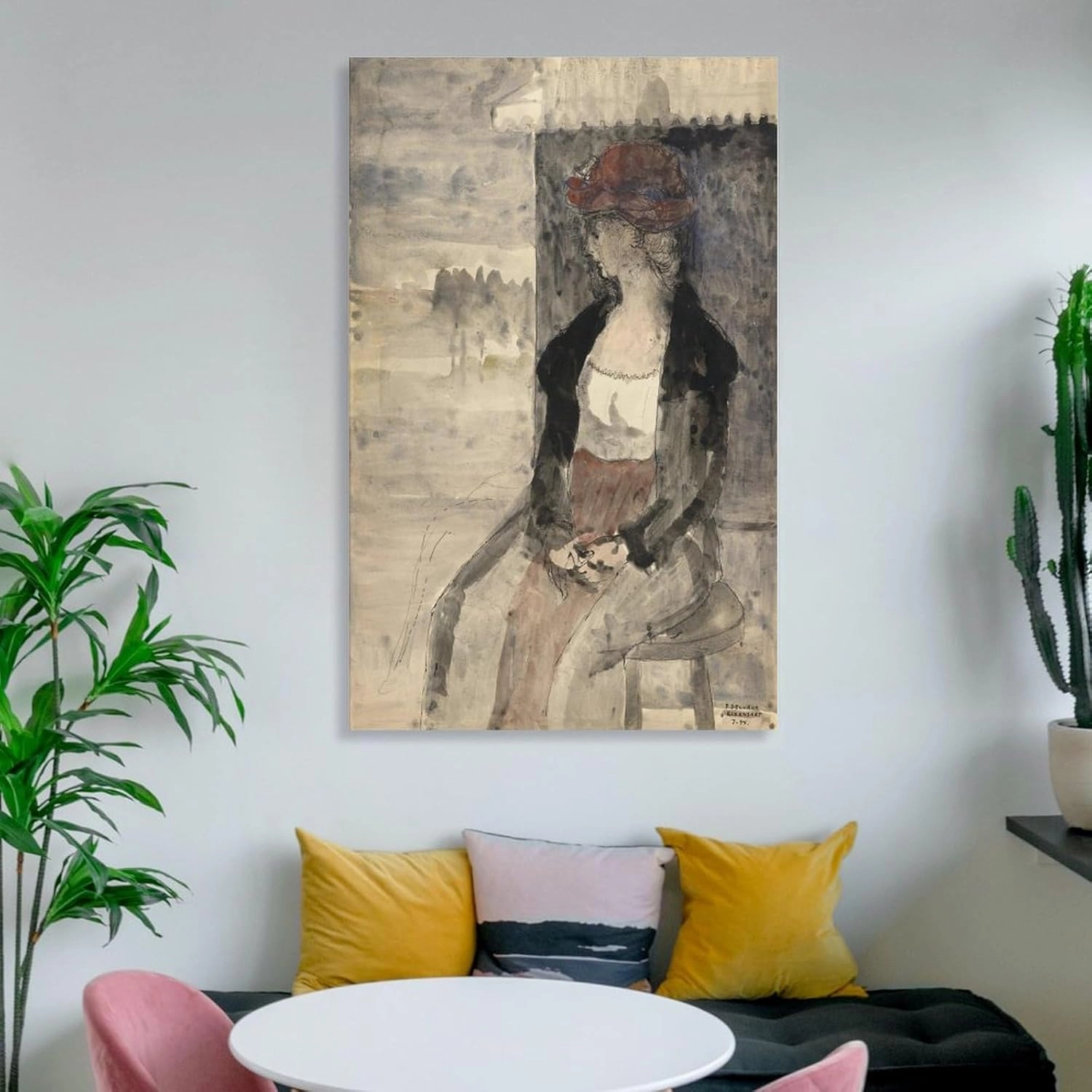 GHUYTKN PAUL DELVAUX Femme Au Châle, Assise High-Definition Spray-Painted Oil Paintings for Versatile Decor - Home & Commercial Canvas Wall Art Poster Decorative Bedroom Modern Home Print Picture Artw