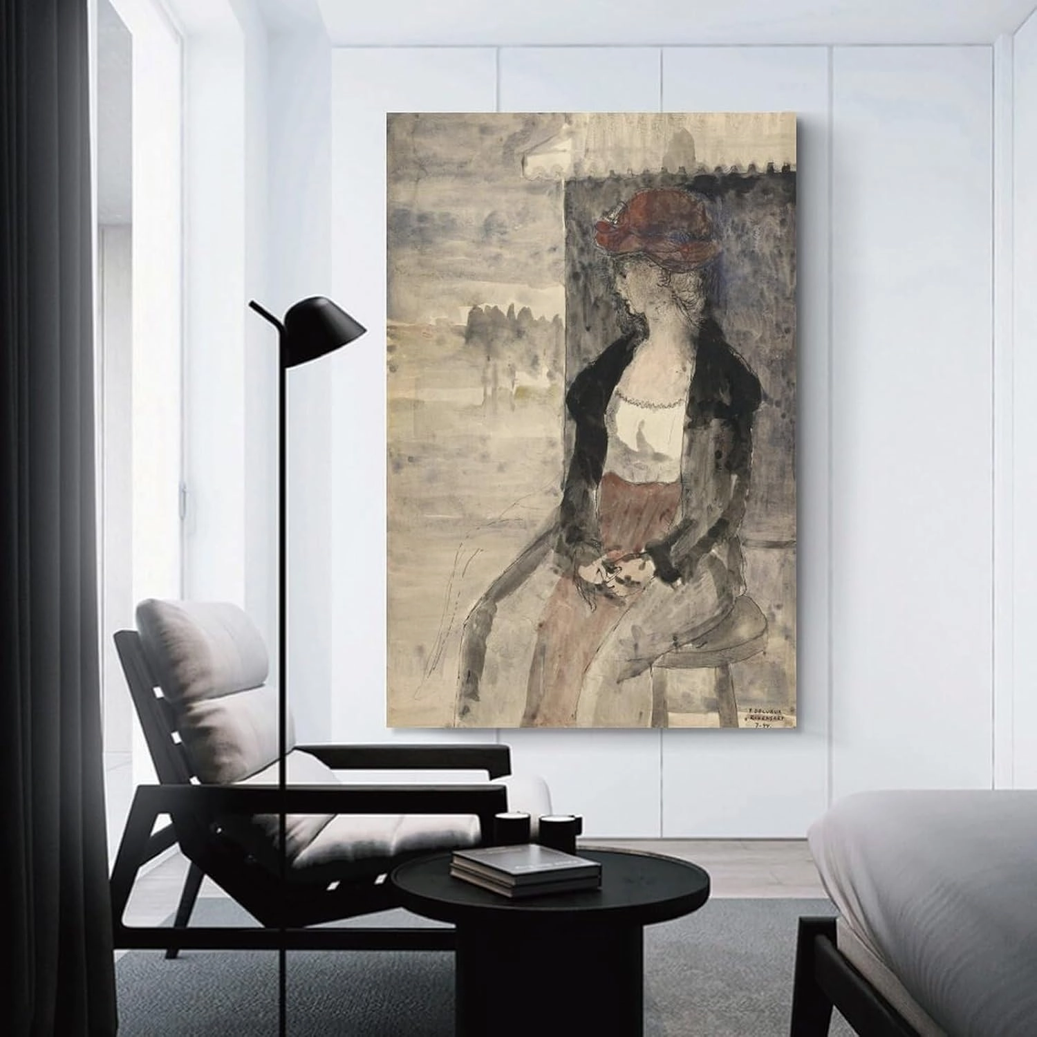 GHUYTKN PAUL DELVAUX Femme Au Châle, Assise High-Definition Spray-Painted Oil Paintings for Versatile Decor - Home & Commercial Canvas Wall Art Poster Decorative Bedroom Modern Home Print Picture Artw