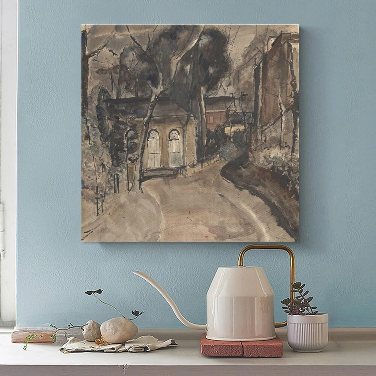 GHUYTKN PAUL DELVAUX L'Église Des Awirs High-Definition Spray-Painted Oil Paintings for Versatile Decor - Home & Commercial Artworks Canvas Poster Room Aesthetic Wall Art Prints Home Modern Decor Fram