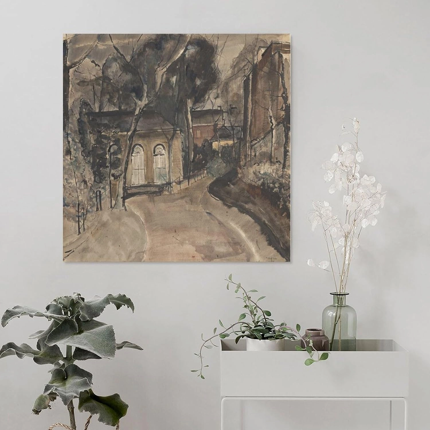 GHUYTKN PAUL DELVAUX L'Église Des Awirs High-Definition Spray-Painted Oil Paintings for Versatile Decor - Home & Commercial Artworks Canvas Poster Room Aesthetic Wall Art Prints Home Modern Decor Fram