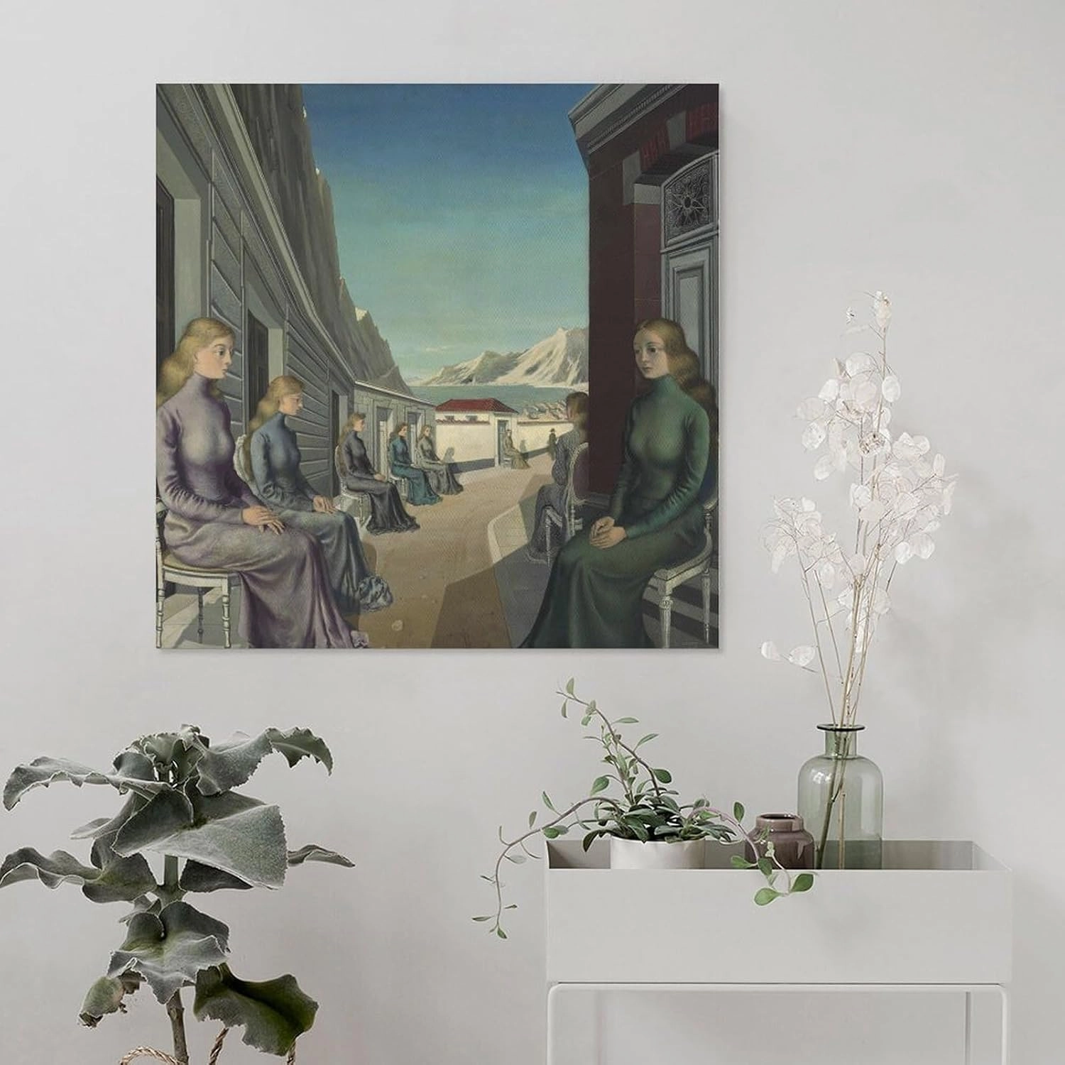 GHUYTKN PAUL DELVAUX Le Village Des Sirènes High-Definition Spray-Painted Oil Paintings for Versatile Decor - Home & Commercial Painting On Canvas Wall Art Poster Scroll Picture Print Living Room Wall