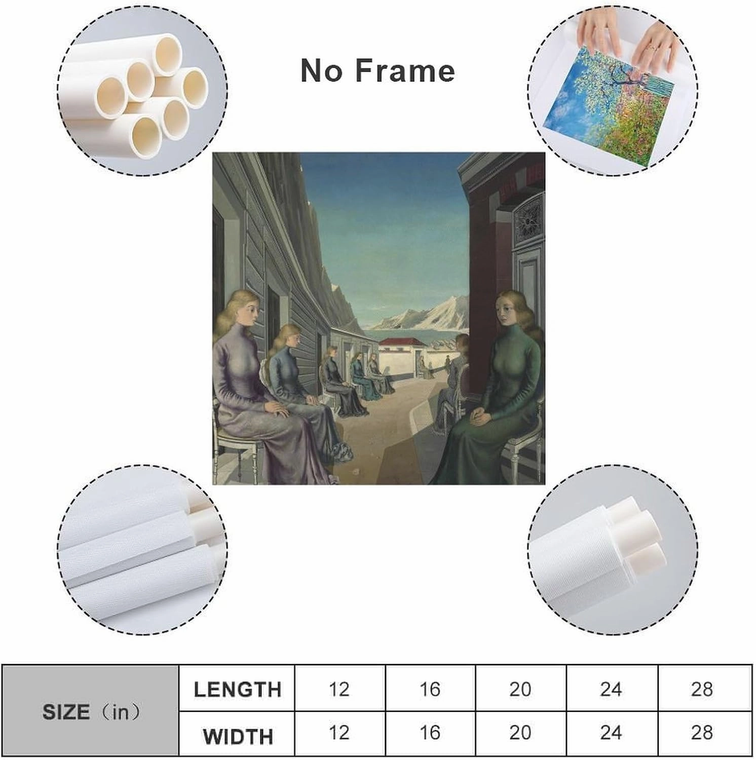 GHUYTKN PAUL DELVAUX Le Village Des Sirènes High-Definition Spray-Painted Oil Paintings for Versatile Decor - Home & Commercial Painting On Canvas Wall Art Poster Scroll Picture Print Living Room Wall