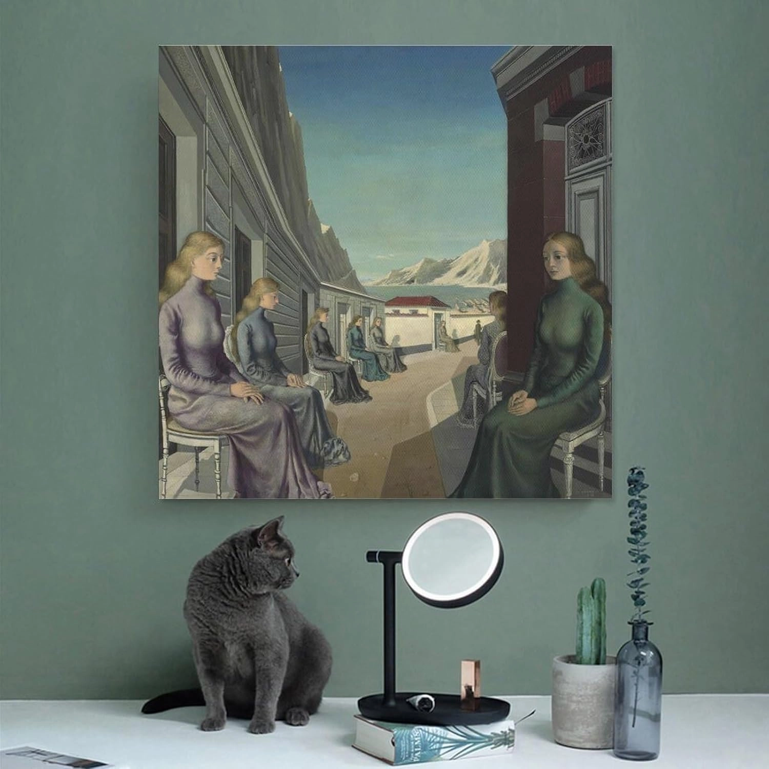 GHUYTKN PAUL DELVAUX Le Village Des Sirènes High-Definition Spray-Painted Oil Paintings for Versatile Decor - Home & Commercial Painting On Canvas Wall Art Poster Scroll Picture Print Living Room Wall