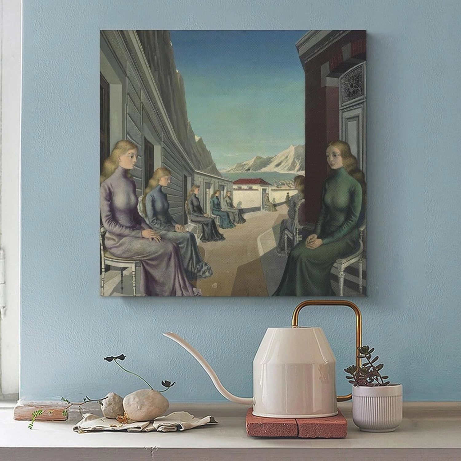 GHUYTKN PAUL DELVAUX Le Village Des Sirènes High-Definition Spray-Painted Oil Paintings for Versatile Decor - Home & Commercial Painting On Canvas Wall Art Poster Scroll Picture Print Living Room Wall