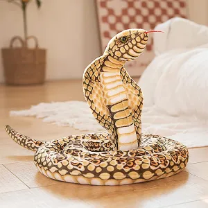 Giant King Cobra Snake Stuffed Animal, 67in Long Large Realistic Snake Plush Doll Cute Cobra Soft Cuddly Plushie Toy Christmas Birthday Gift for Kids Lifelike Snake Halloween Prank Props Toys Decor