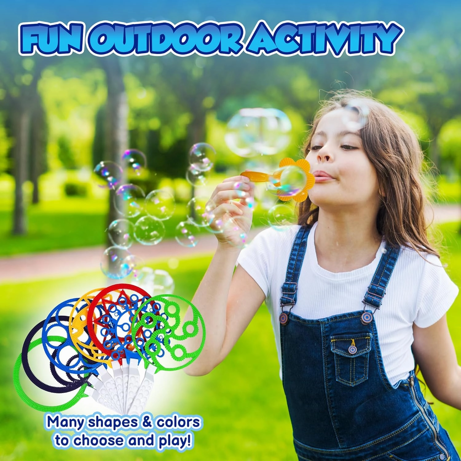 Giant Bubble Wands, Bubble Toys, Large Blowing Rings, Variety Shapes Set for Big Soap Bubbles, Includes Huge Bubble Mix Solution Kit 19 Pack, Summer Party, Park Beach Fun Activities