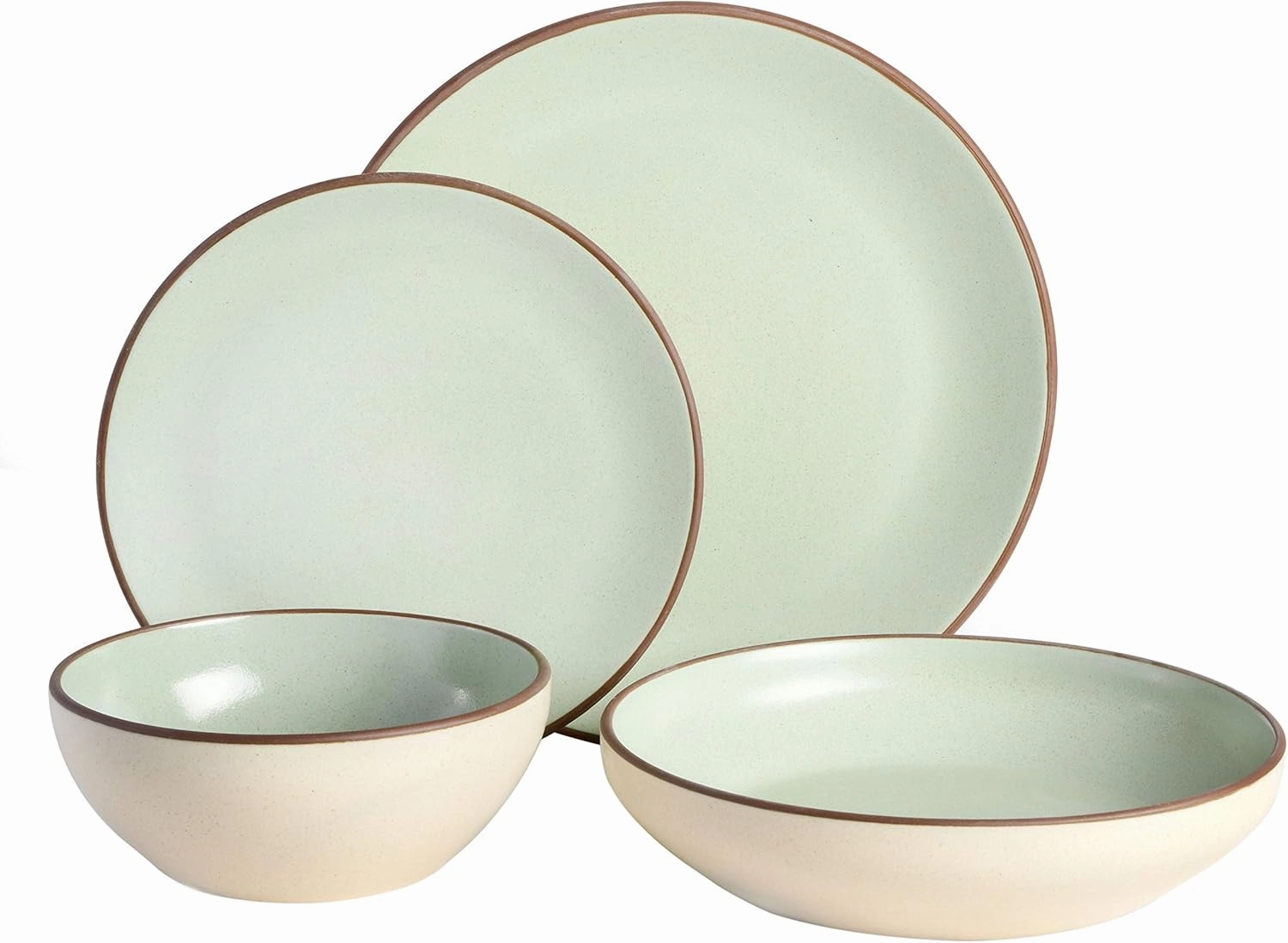 Gibson Elite Contempo Classic Double Bowl Dinnerware Set, Service for 4 (16pcs), Mint