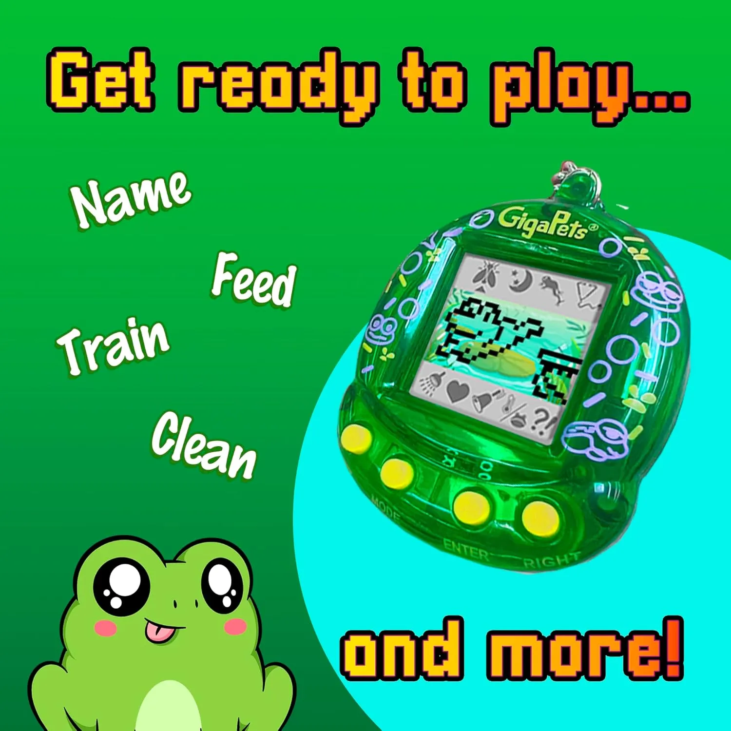 Giga Pet Virtual Pet for Kids Ages 5 and Up, 90s Throwback, Floppy Frog | 25th Anniversary Edition Upgraded Collector’s Edition | Kids Learn to Take Care of a Pet