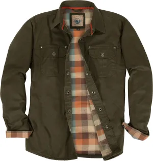 Gioberti Men's 100% Cotton Brushed and Soft Twill Shirt Jacket with Flannel Lining
