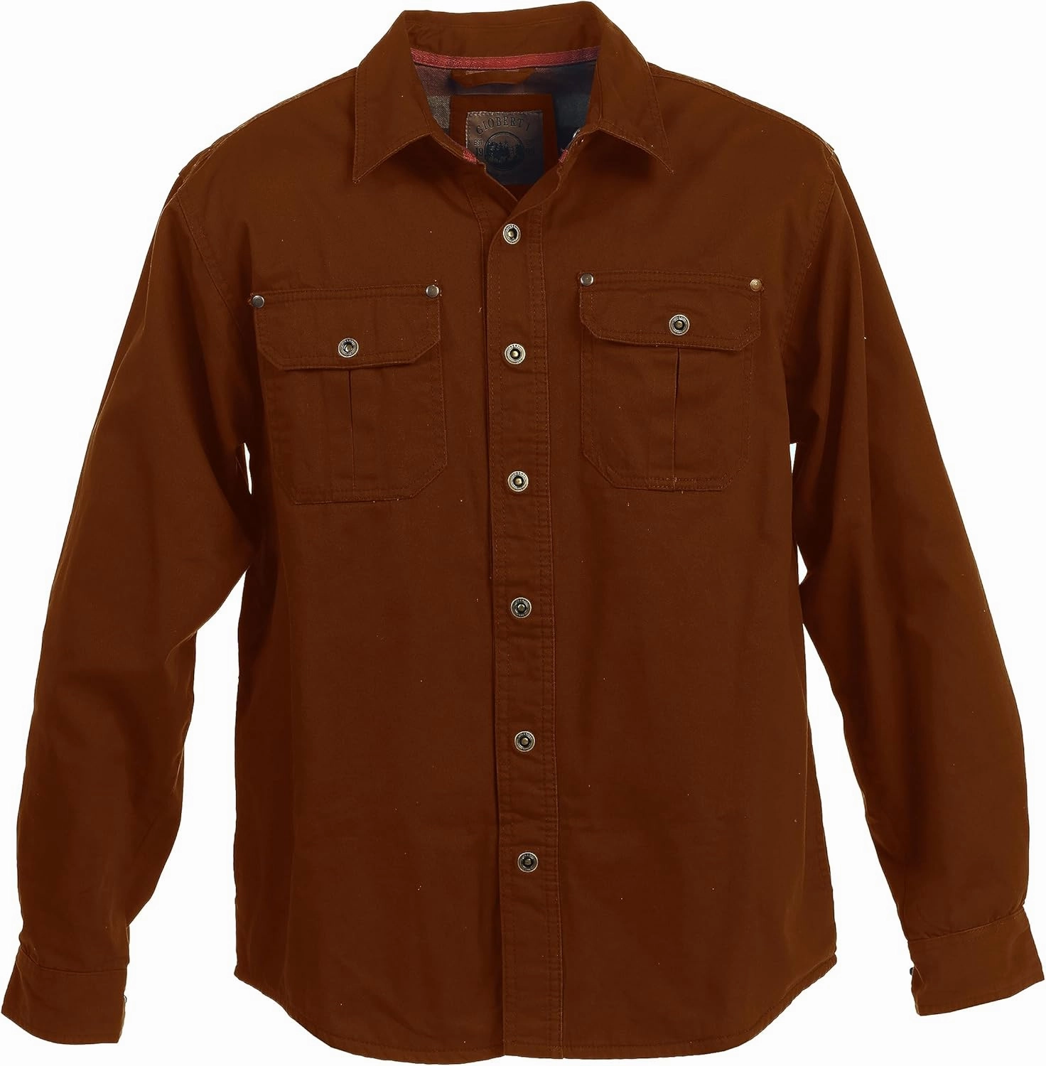 Gioberti Men's 100% Cotton Brushed and Soft Twill Shirt Jacket with Flannel Lining