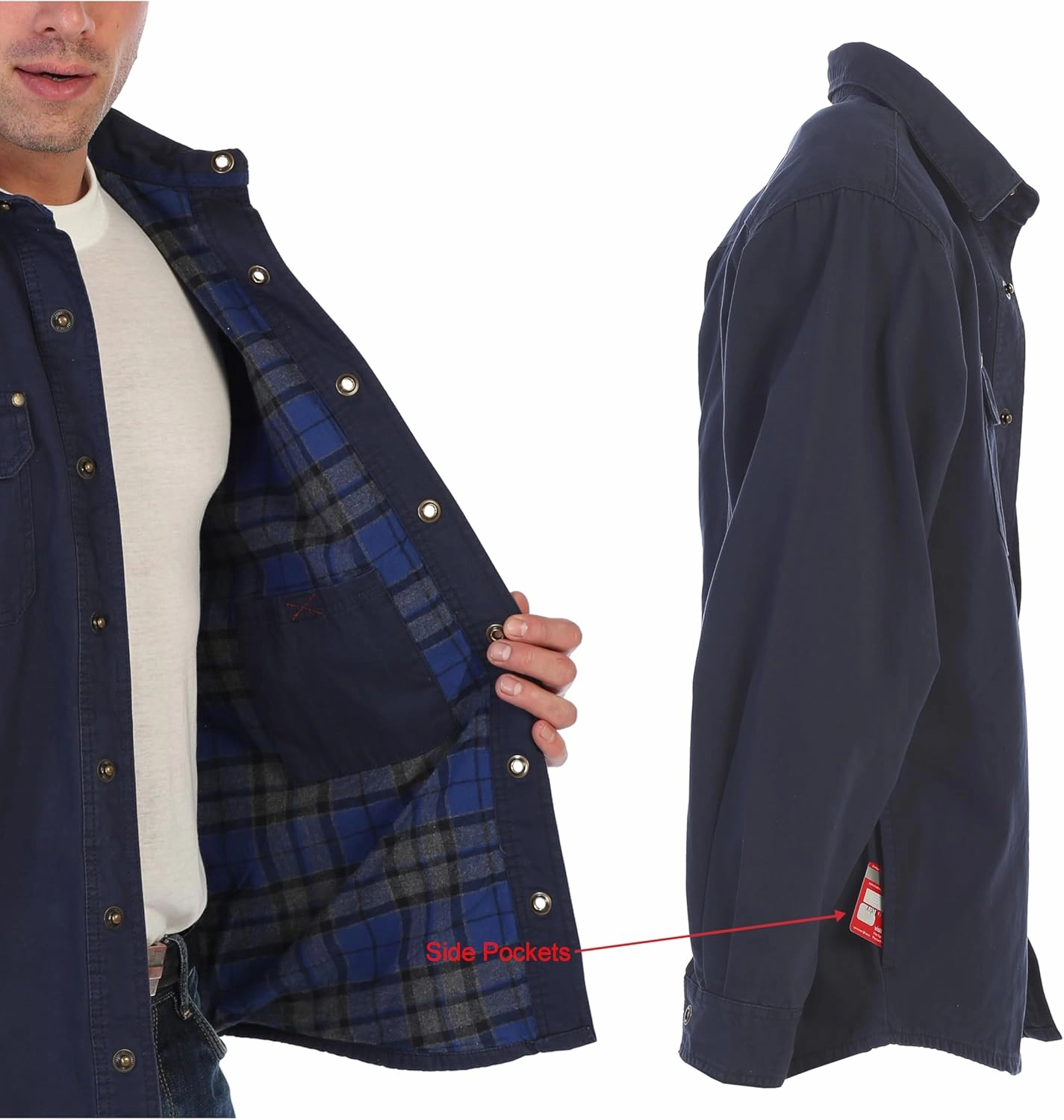 Gioberti Men's 100% Cotton Brushed and Soft Twill Shirt Jacket with Flannel Lining