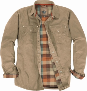 Gioberti Men's 100% Cotton Brushed and Soft Twill Shirt Jacket with Flannel Lining