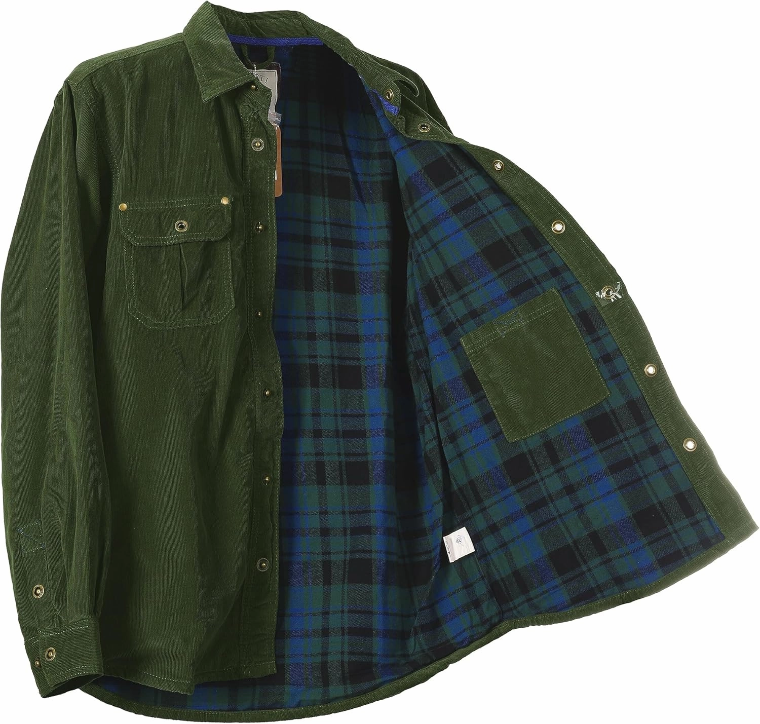 Gioberti Men's 100% Cotton Extremely Soft Corduroy Shirt Jacket with Flannel Lining