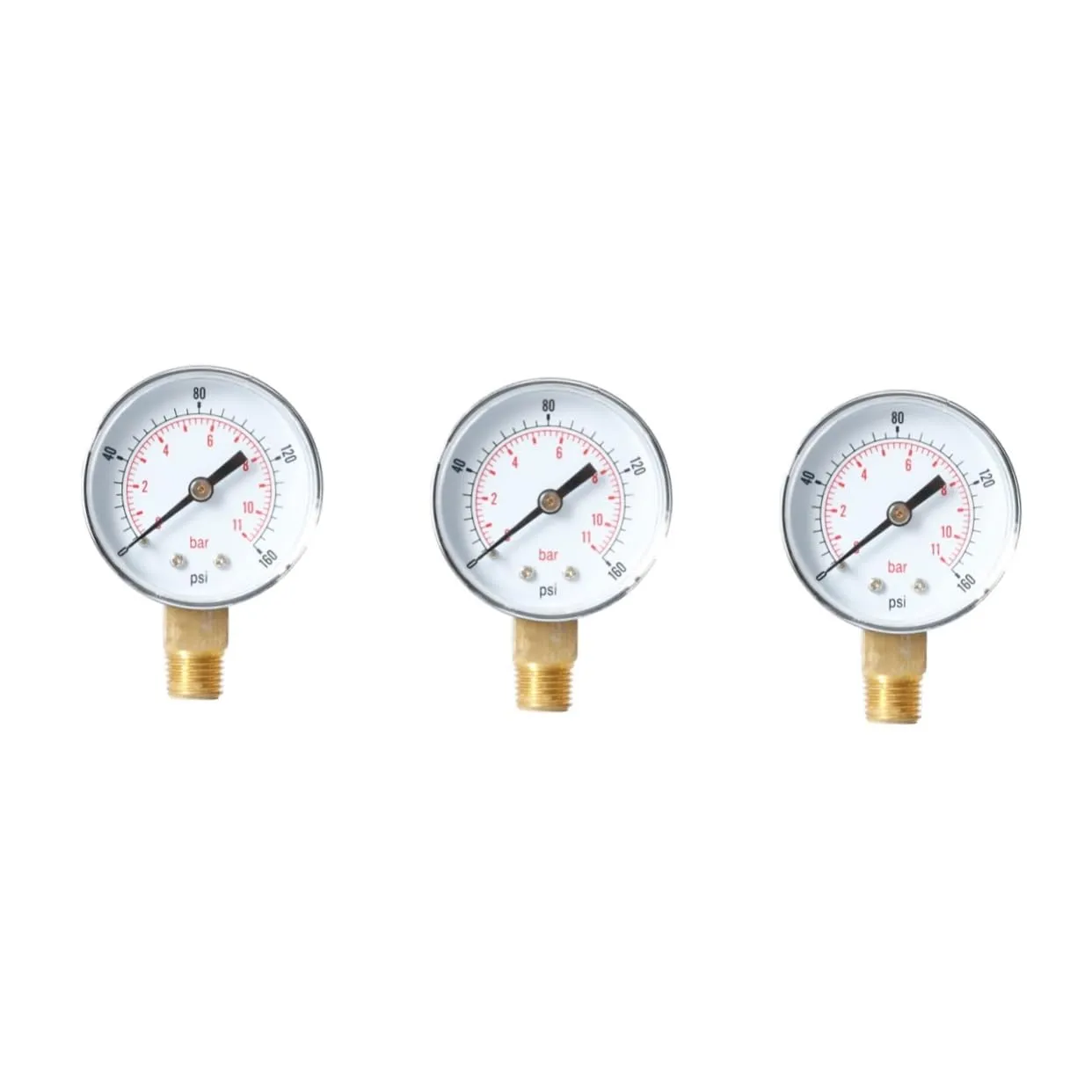GLEAVI 3pcs High Strength Pressure Gauge for Air Compressor 0-160 Psi 0- Metal -to-Read Number Markings