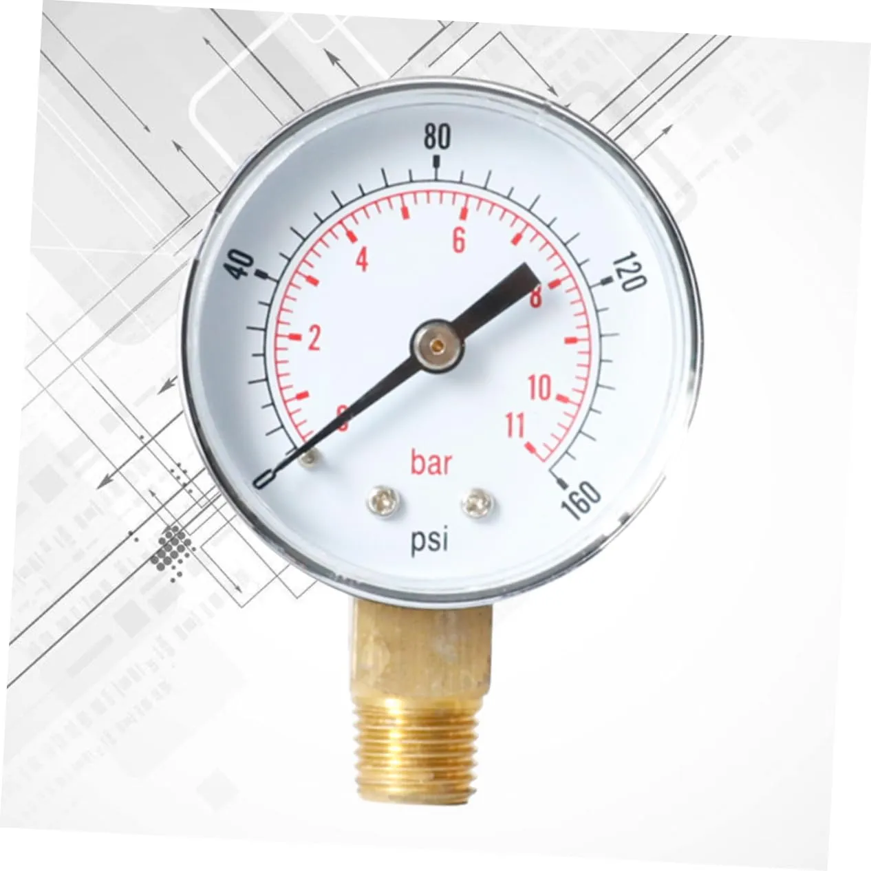 GLEAVI 3pcs High Strength Pressure Gauge for Air Compressor 0-160 Psi 0- Metal -to-Read Number Markings