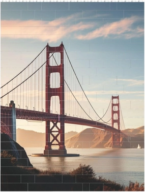 Golden Gate Bridge Building Block Puzzle Personalized Building Bricks for Adults Square Shaped Block Puzzle Building Brick Block Puzzles Valentine's Day Gifts for Home Decor Brick Puzzle
