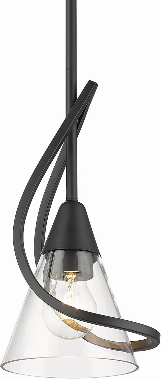 Golden Lighting Olympia Mini Pendant in Matte Black with Clear Glass Shade