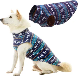 GOOBY Stretch Fleece Vest Dog Sweater - Deer Blue, X-Small - Warm Pullover Fleece Dog Jacket - Winter Dog Clothes for Small Dogs Boy - Dog Sweaters for Small Dogs to Dog Sweaters for Large Dogs
