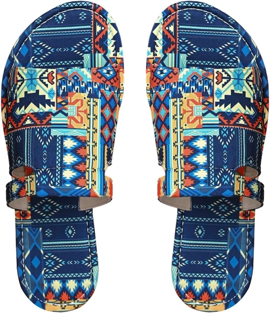 GORGLITTER Women's Rainbow Vacation Shoes Cut Out Open Toe Flat Sandals