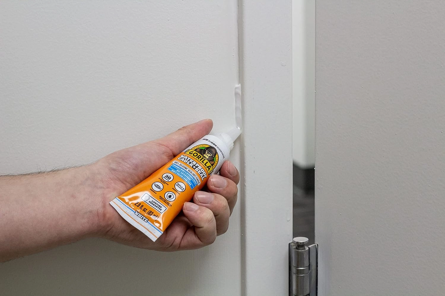 Gorilla Waterproof Caulk & Seal Silicone Sealant, 2.8oz Squeeze Tube (Pack of 2) - Clear Caulking Sealant for Kitchen, Window, Bath, Marine, Door and More