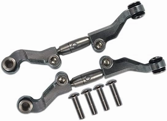 GPM For Losi 1/18 Mini-T 2.0 2WD Stadium Truck Upgrade Parts Aluminum   Stainless Steel Adjustable Front Steering Tie Rod - 6Pc Set Gray Silver