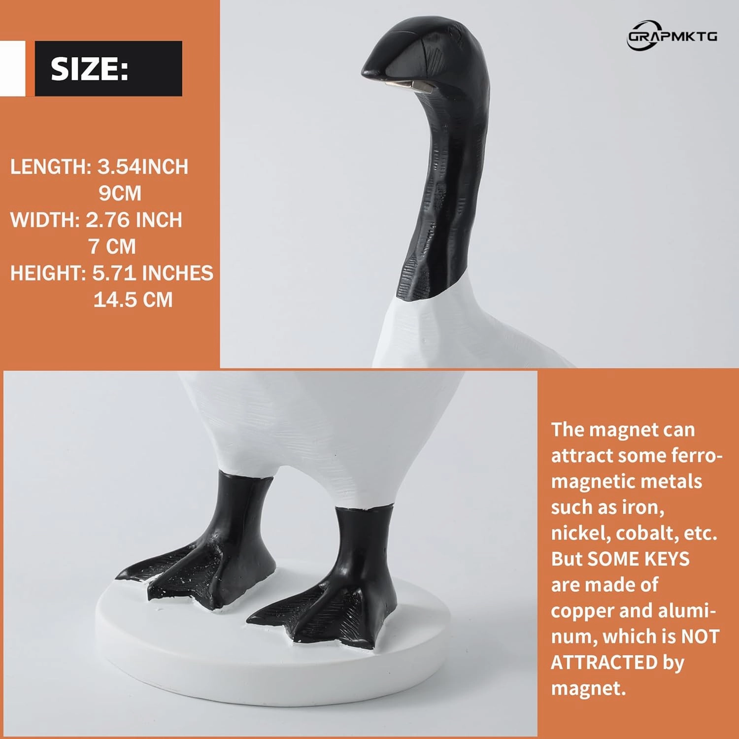 GRAPMKTG Magnetic Goose Key Holder Cute Home Decor Kawaii Room Office Table Desk Decor Aesthetic Funny Bedroom Decor Housewarming Gifts for Women Men1 Pack Canada Goose Small