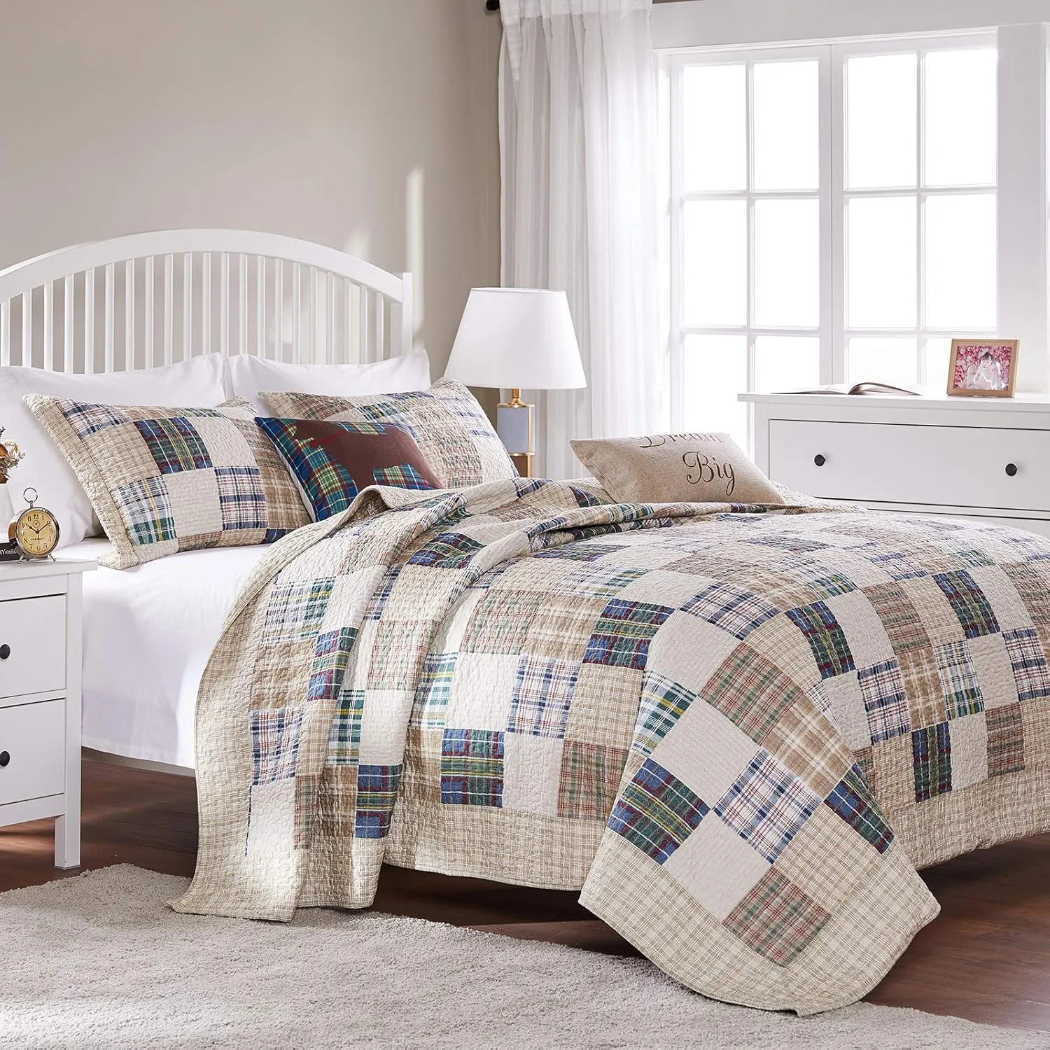 Greenland Home - GL-1304EMSK 3-Piece Oxford Quilt Set, King, Multicolor