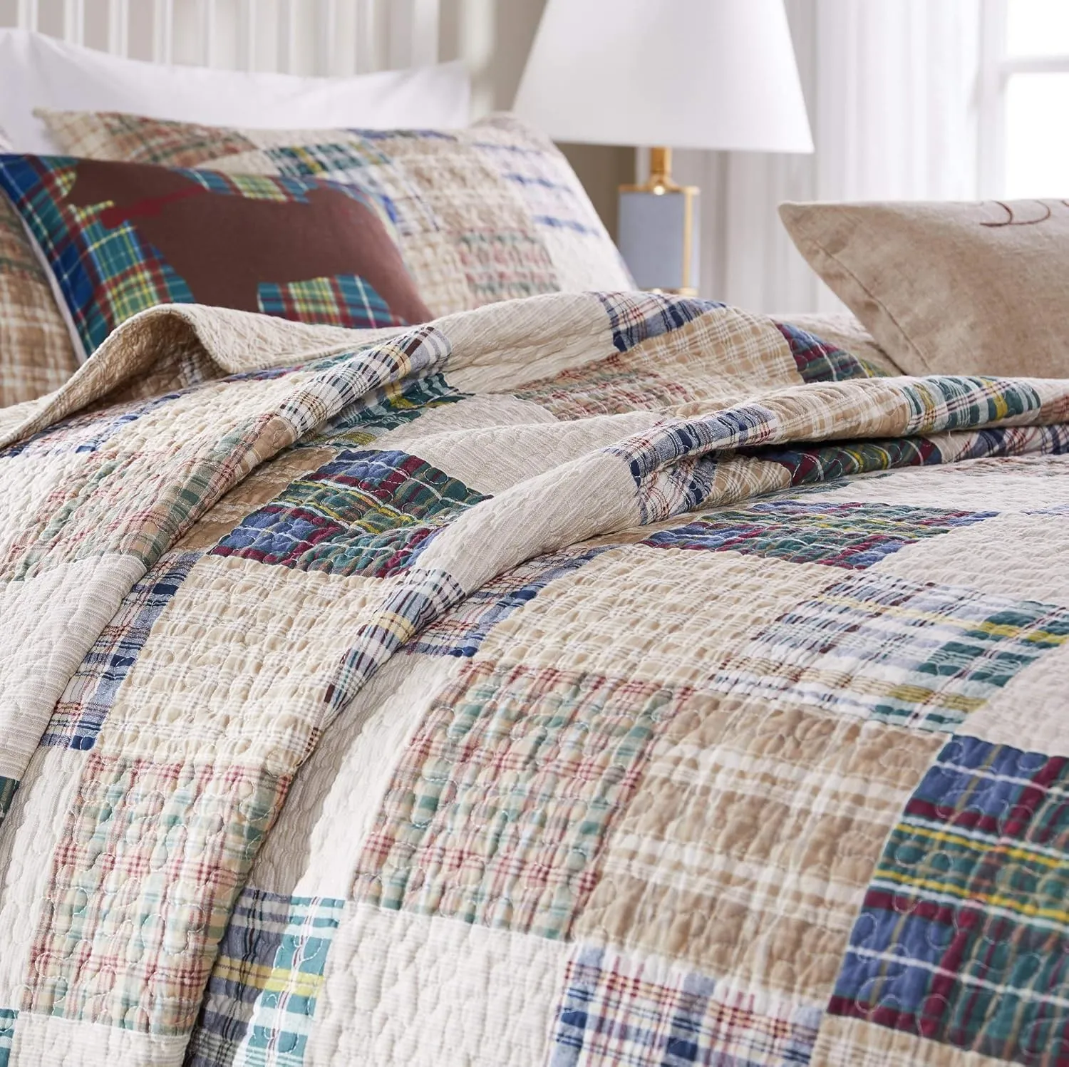 Greenland Home - GL-1304EMSK 3-Piece Oxford Quilt Set, King, Multicolor
