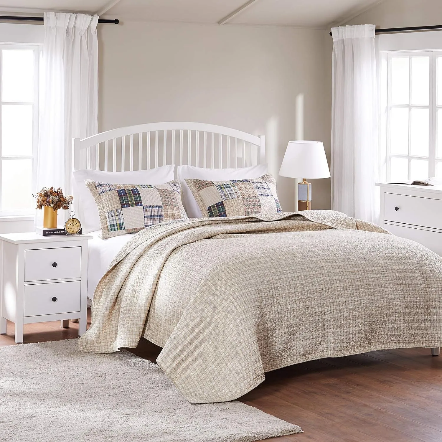 Greenland Home - GL-1304EMSK 3-Piece Oxford Quilt Set, King, Multicolor