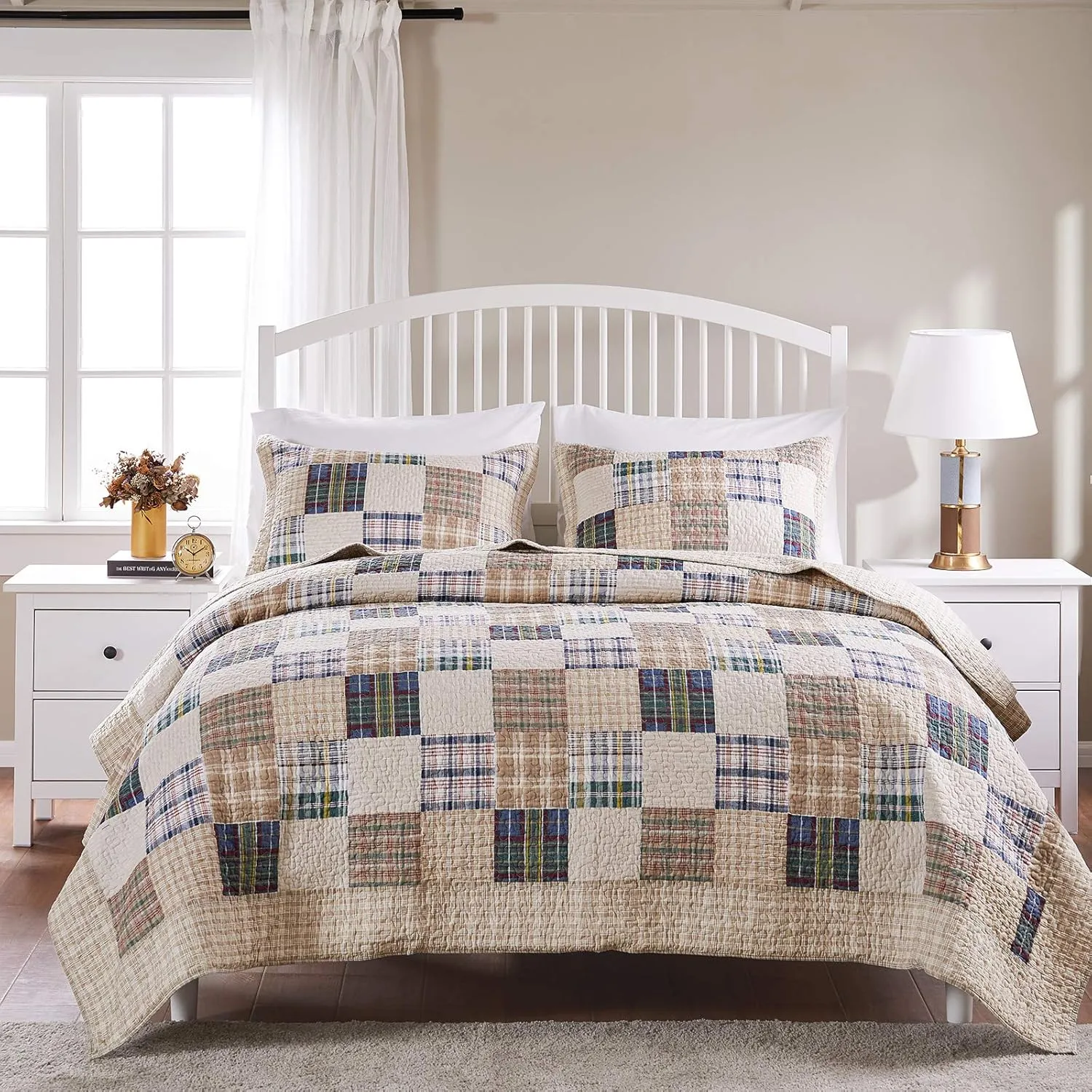 Greenland Home - GL-1304EMSK 3-Piece Oxford Quilt Set, King, Multicolor