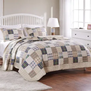 Greenland Home - GL-1304EMSK 3-Piece Oxford Quilt Set, King, Multicolor