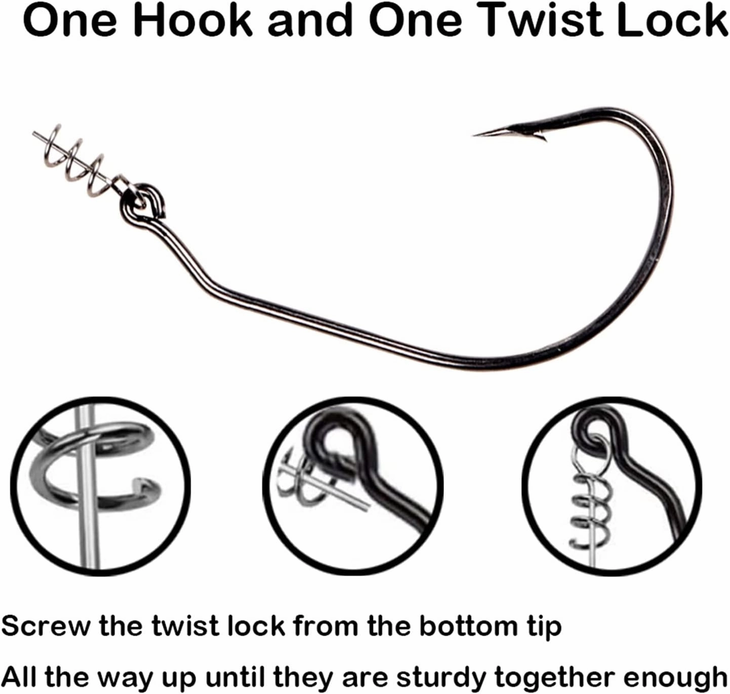 GRFIT Fishing Hooks 20pcs Twist Lock Fishing Hooks Hooks Kit with Centering Pin for Soft Lure Baits 5 Sizes Fish Hooks (Color : 1)