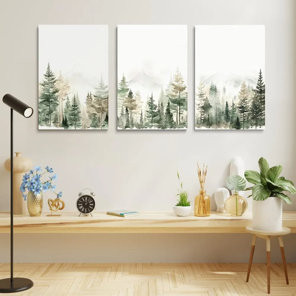 GUBIYU Woodland Nursery Wall Art - Forest Safari Canvas Prints for Baby Boy Room - Jungle Nature Creatures Picture Decor 12"x16"