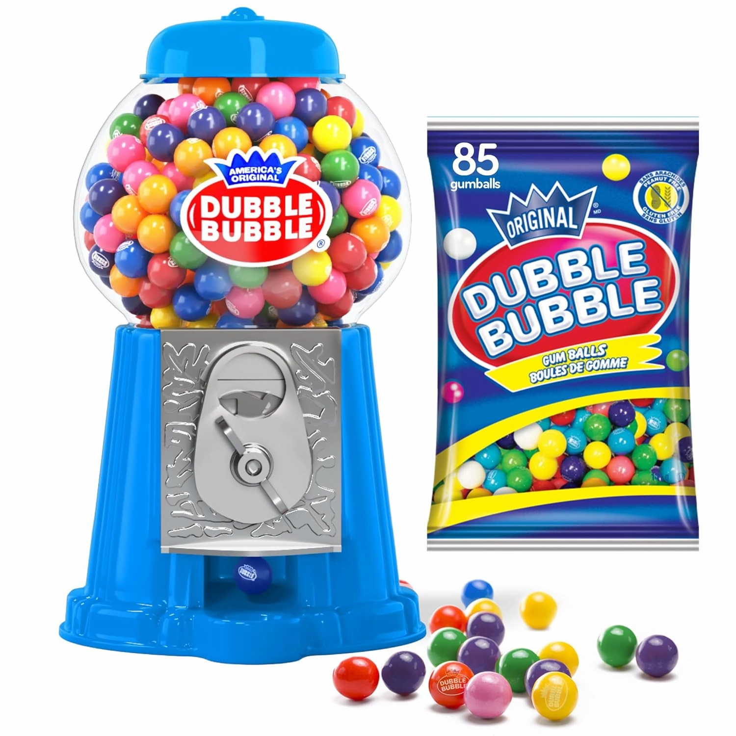 Gumball Machine for Kids 8.5" - Coin Operated Bubble Gum Machine and Toy Bank - Candy Machine Dispenser Includes 45 Gum Balls - Candy Dispenser Machine Gift Toys for Girls and Boys - 8.5" (Light Blue)