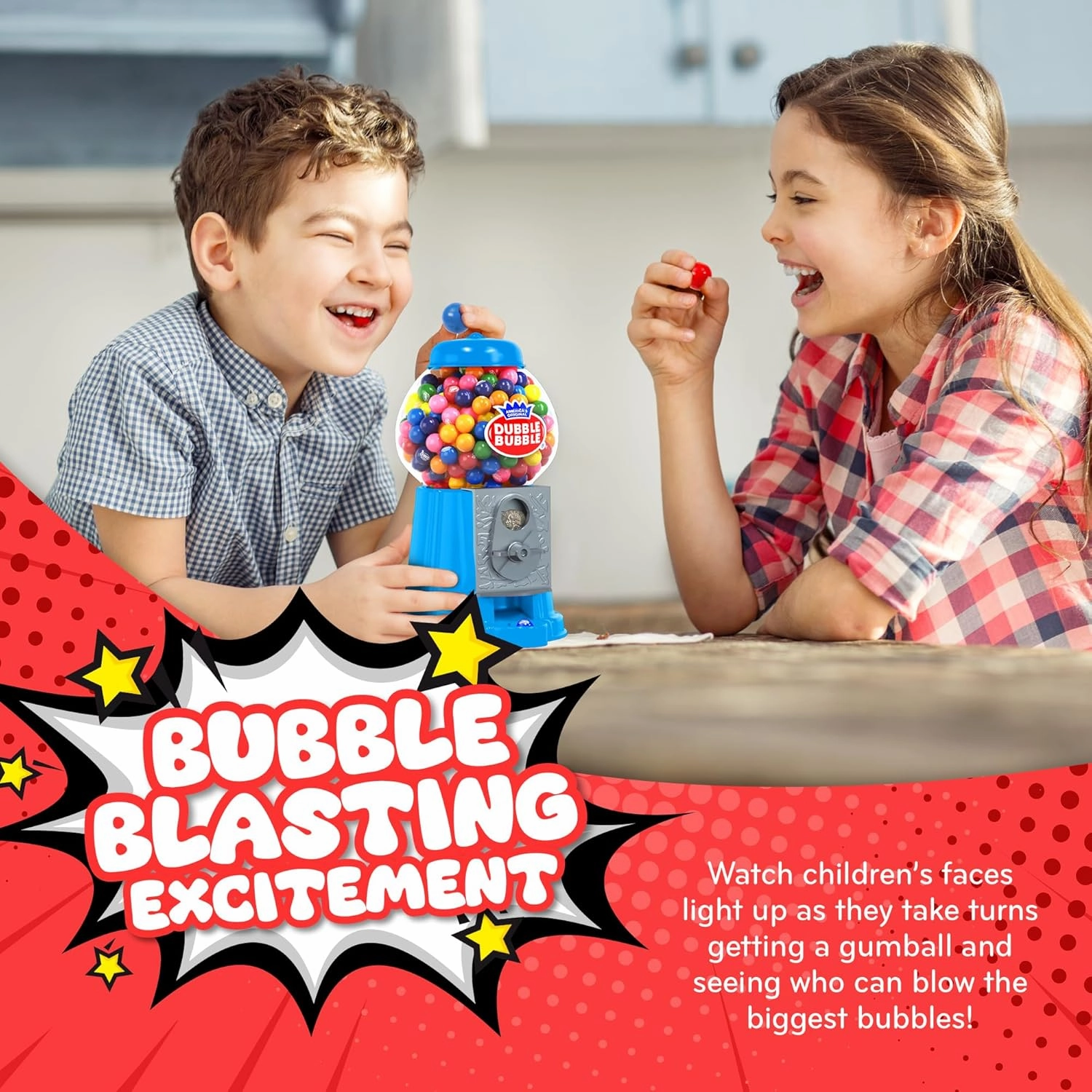 Gumball Machine for Kids 8.5" - Coin Operated Bubble Gum Machine and Toy Bank - Candy Machine Dispenser Includes 45 Gum Balls - Candy Dispenser Machine Gift Toys for Girls and Boys - 8.5" (Light Blue)
