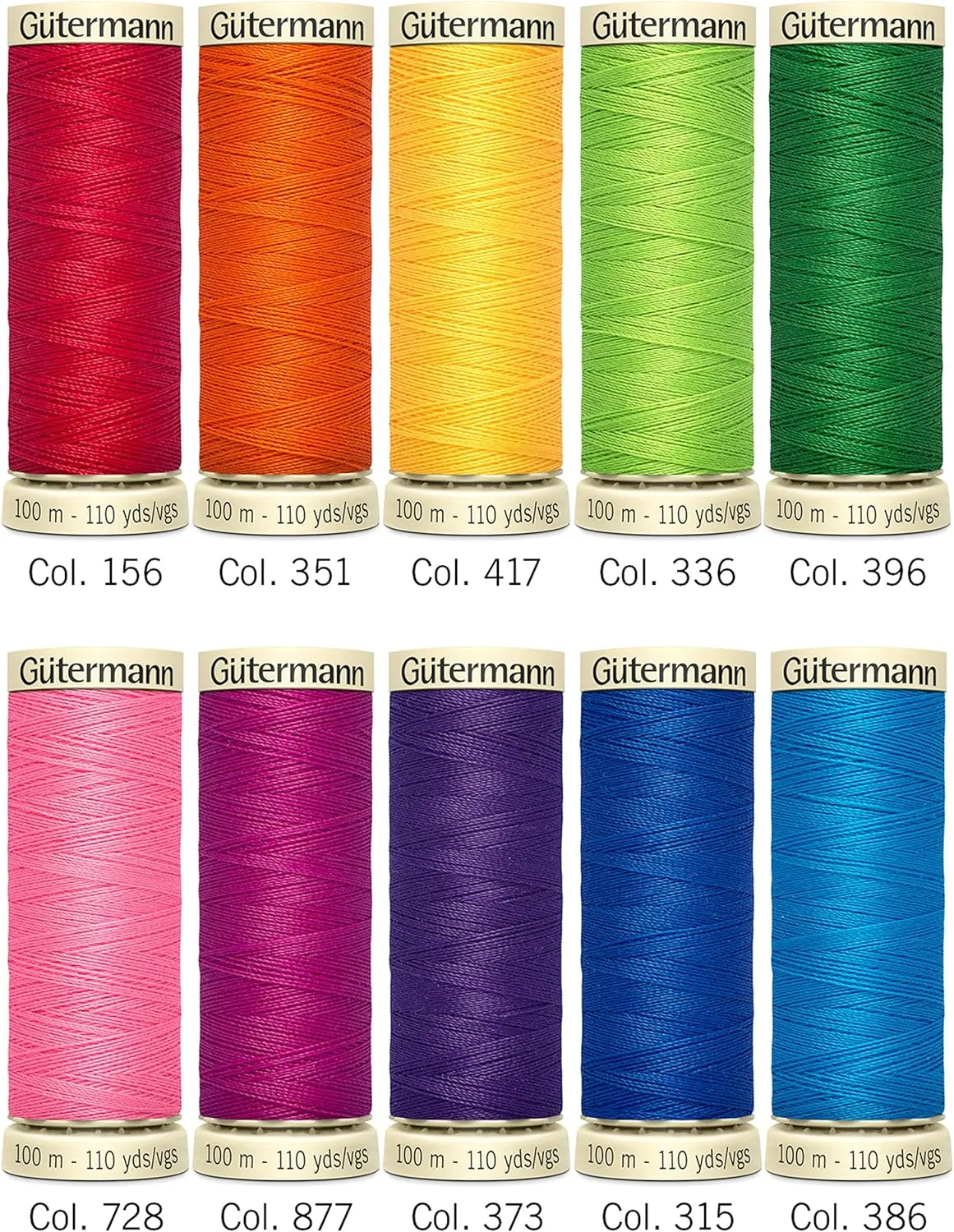 Gutermann Sew-All Colorful Set 100% Polyester Thread Set 10 x 100m Reels