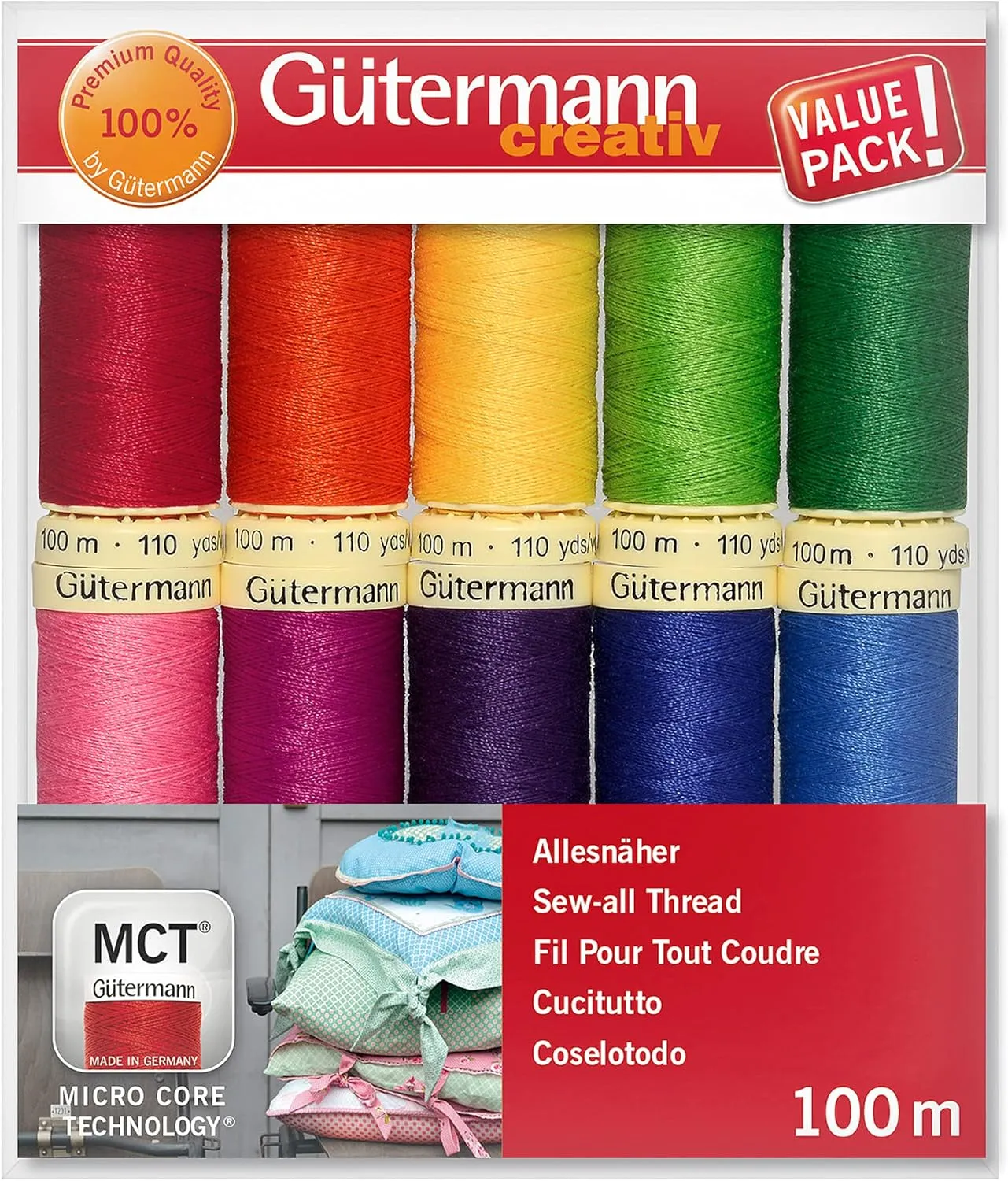 Gutermann Sew-All Colorful Set 100% Polyester Thread Set 10 x 100m Reels