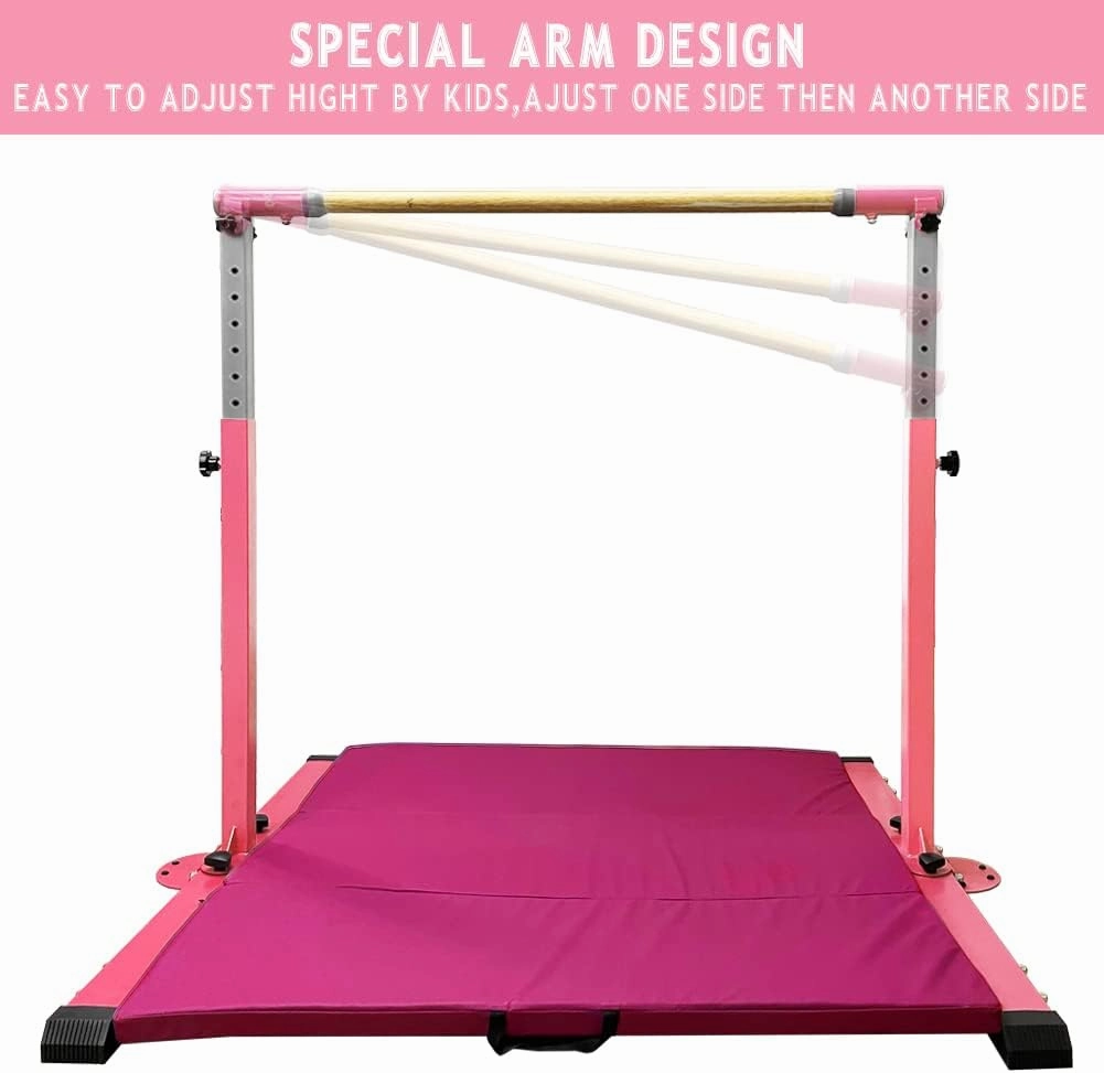 Gymnastics Kip Bar for Home Indoor Training,Horizontal Bar for Kids Girls Junior,Adjustable Arms from 3' - 5' Gym Equipment,1-4 Levels,300lbs Weight Capacity