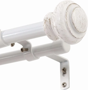 H.VERSAILTEX Elegant Window Treatment Telescoping Double Curtain Rod Set with Classic Cap, 3/4-Inch Diameter, Adjusts from 66 to 120 Inches, White