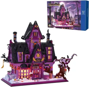 Halloween Magic Broomstick Bar Castle Building Blocks with LED,MOC Micro Mini Building Sets for Adults, Collectible Architecture Decoration(2639 Pcs)