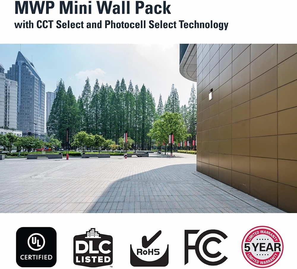 HALO 150- Watt Equivalent, Integrated LED, Bronze Finish, Dusk to Dawn Mini Wall Pack Light, Selectable CCT 3000K/4000K/5000K