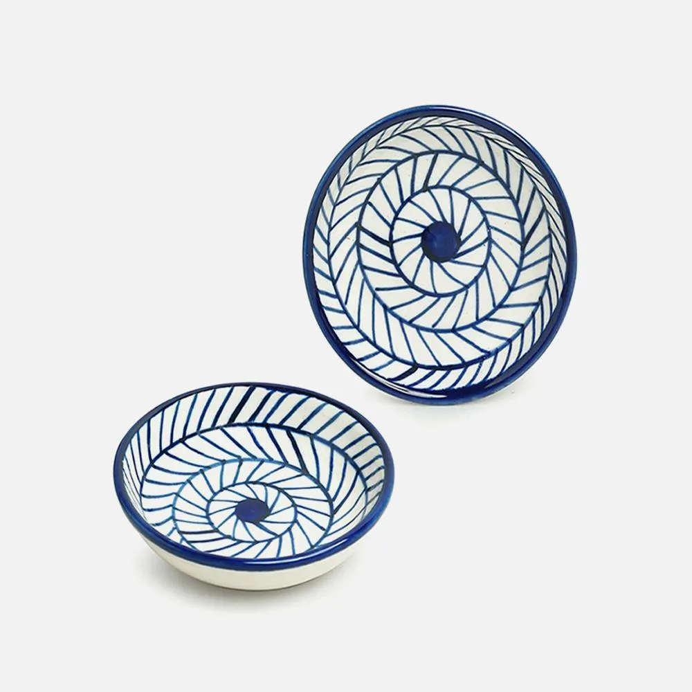 Hand Painted Ceramic Chevron Chutney Bowls (Set of 2, 25 ml)