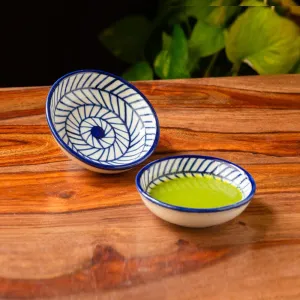 Hand Painted Ceramic Chevron Chutney Bowls (Set of 2, 25 ml)