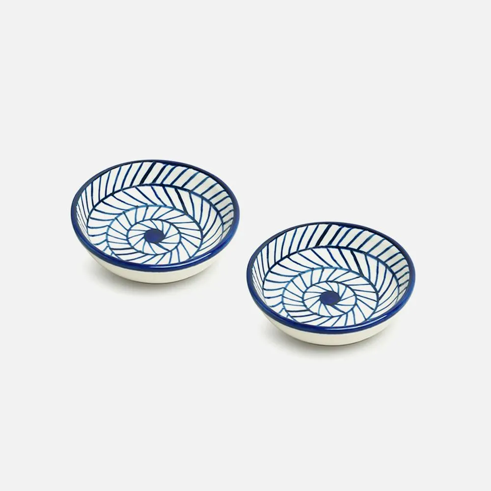 Hand Painted Ceramic Chevron Chutney Bowls (Set of 2, 25 ml)