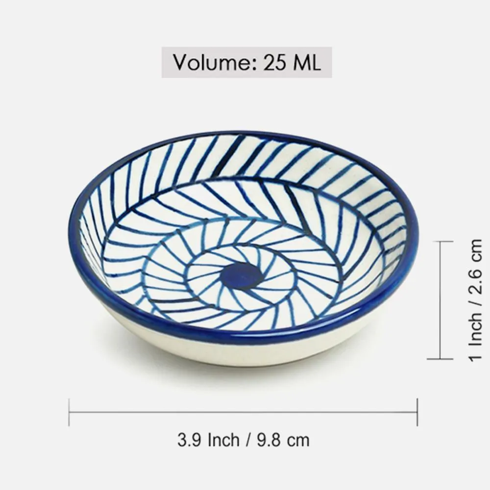 Hand Painted Ceramic Chevron Chutney Bowls (Set of 2, 25 ml)